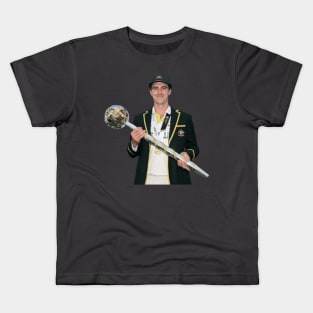 patt cummins holding the world test championship trophy Kids T-Shirt